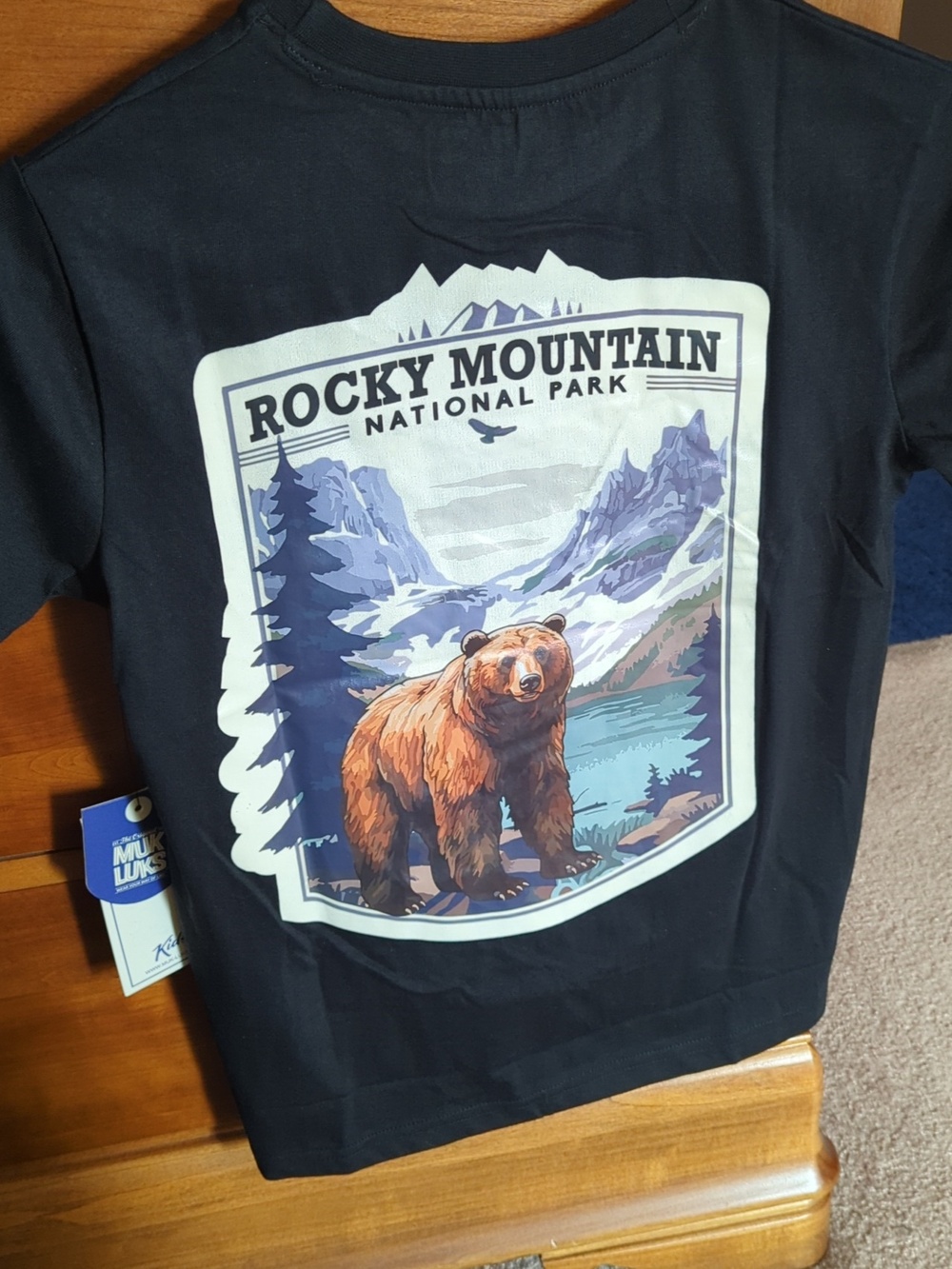 Muk Luks Rocky Mountain Graphic Tee - Black wiBear LogoSize 10/12.Boys/Girl Sale